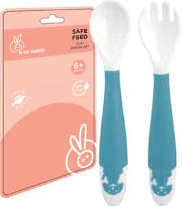 R For Rabbit Safe Feed Duo Spoon Set Blue