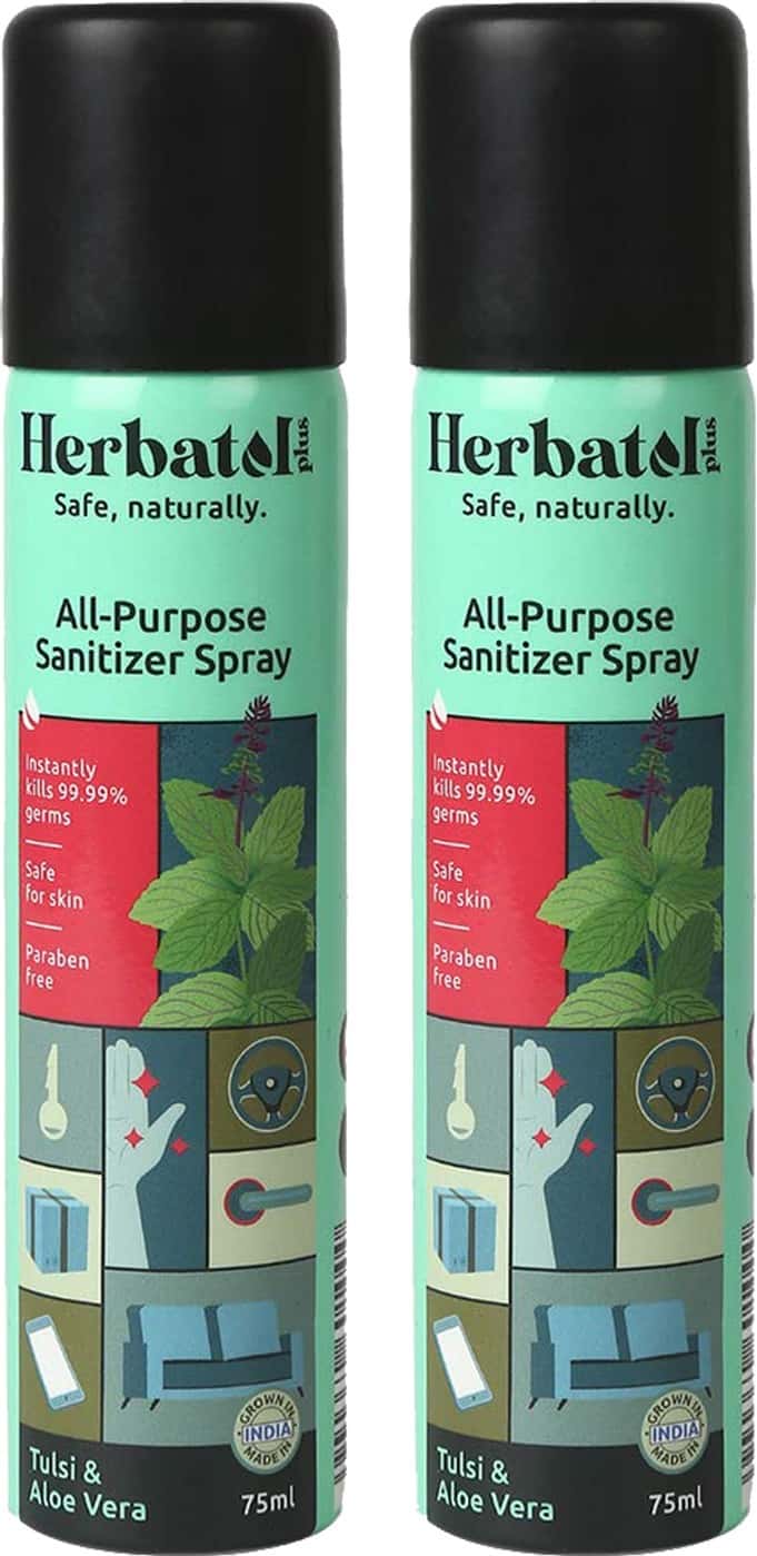 Herbatol Plus All Purpose Hygiene Spray With 99.99% Germ Protection - 75ml(Pack Of 2)