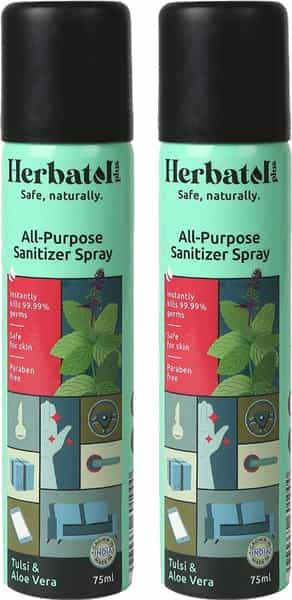 Herbatol Plus All Purpose Hygiene Spray With 99.99% Germ Protection - 75Ml(Pack Of 2)