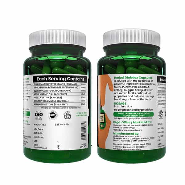 Sheopal's Ayurvedic Herbal Diabdex Diabetes Care | 30 Capsules | Pack Of 2