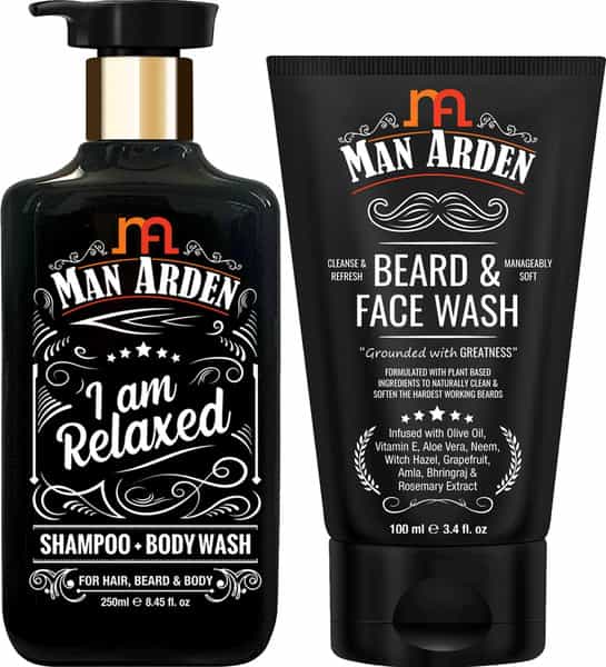 Man Arden Relaxing Combo Relaxed Shampoo - Body Wash 250Ml + Beard & Face Wash 100Ml