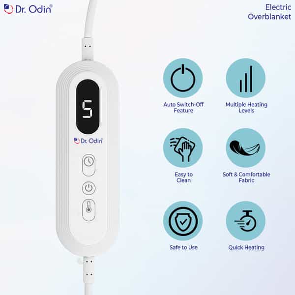 Dr. Odin Ohp103 Electric Over Blanket 160W With 9 Heat And 9 Timer Settings | Large Size 180X160cm