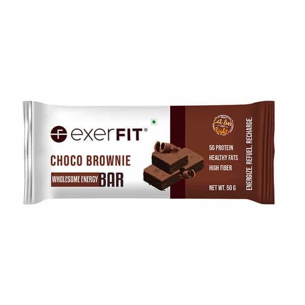 Exerfit Energy Chocolate Brownie Bar Filling Midday Snack High Fiber Pack Of 6
