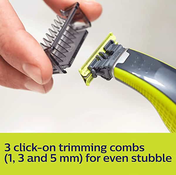 Philips Qp2525/10 Cordless Oneblade Hybrid Trimmer&Shaver With 3Trimming Combs-Lime Green