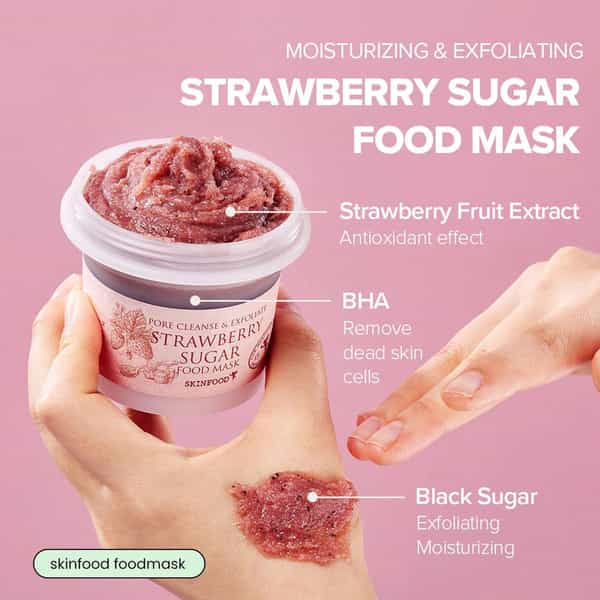 Skinfood Strawberry Sugar Food Mask - Korean Face Cleanser - Korean Skincare - 120G