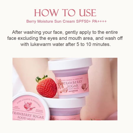 Skinfood Strawberry Sugar Food Mask - Korean Face Cleanser - Korean Skincare - 120g