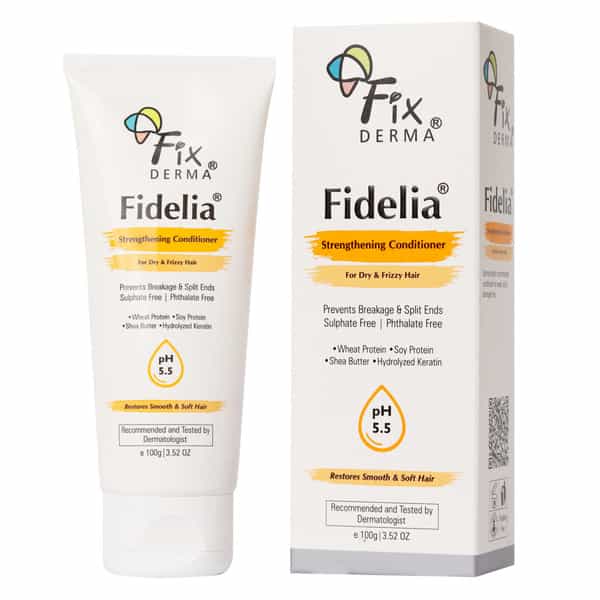 Fixderma Fidelia Strengthening Conditioner | Shea Butter & Wheat Protein For Frizzy & Dry Hair, 100G