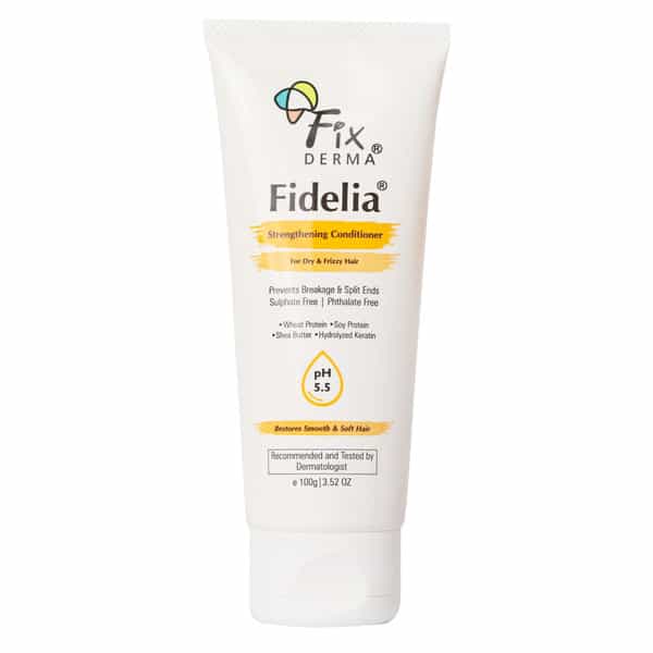 Fixderma Fidelia Strengthening Conditioner | Shea Butter & Wheat Protein For Frizzy & Dry Hair, 100G