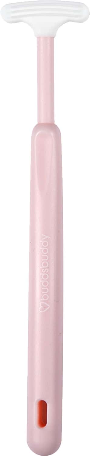 Buddsbuddy Bpa Free T-Shape Kids Tongue Cleaner With Non Slip Thumb Grip Pink