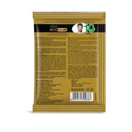 Nisha Quick Color 10 Minute Henna Based Hair Colour Natural Black 60G | No Ammonia | 100% Coverage