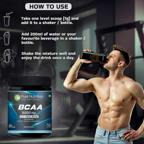 Pure Nutrition Bcaa Unflavored 250Gm Powder