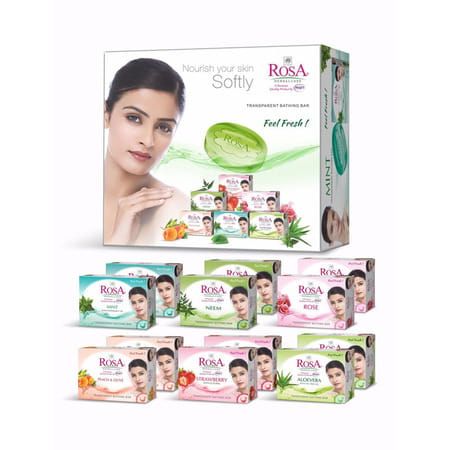 Rosa Transparent Combo Pack Gel Soap I Skin Conditioners I Bathing Bar I (Buy 9- Get 3 Free) 100gm