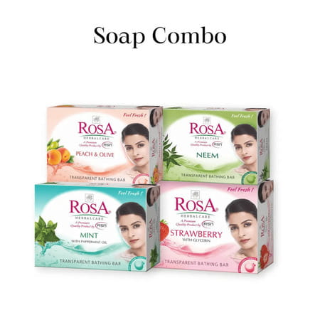 Rosa Transparent Combo Pack Gel Soap I Skin Conditioners I Bathing Bar I (Buy 9- Get 3 Free) 100gm