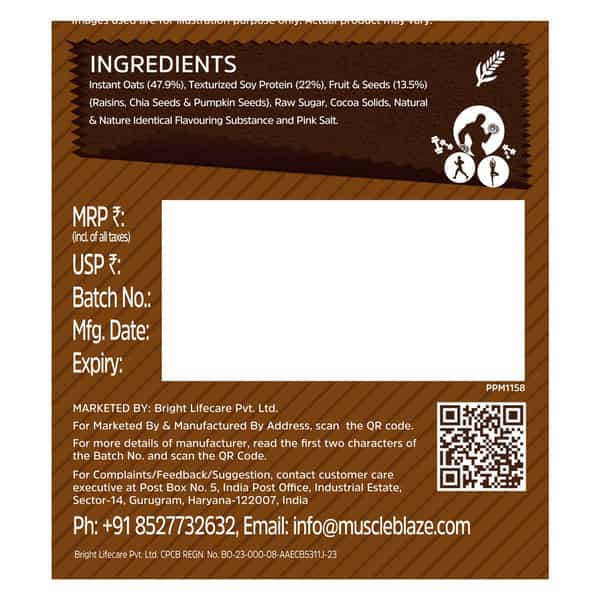 Muscleblaze Fit High Protein Oats (Dark Chocolate | 1Kg) | 22G Protein