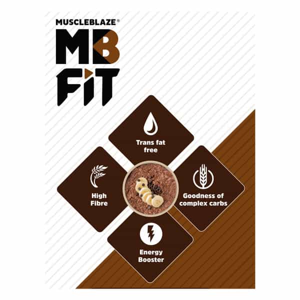 Muscleblaze Fit High Protein Oats (Dark Chocolate | 1Kg) | 22G Protein