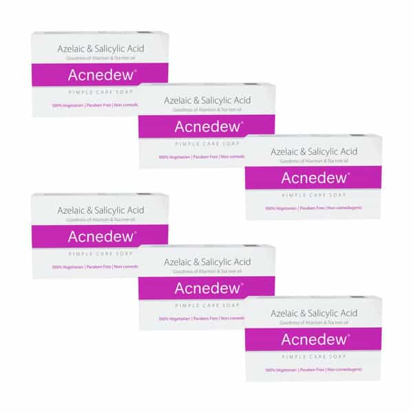 Acnedew Antiacne & Antipimple Soap 75 Gm | Aloe & Salicylic Acid (Pack Of 6)