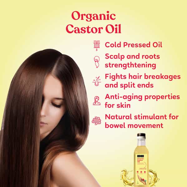 Kapiva Organic Castor Cold Pressed Oil | Certified Organic Helps Strengthen Hair Roots 250Ml