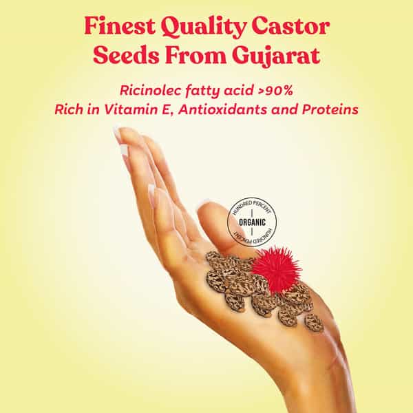 Kapiva Organic Castor Cold Pressed Oil | Certified Organic Helps Strengthen Hair Roots 250Ml