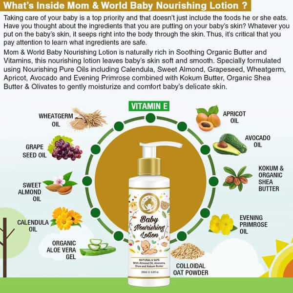 Mom & World Baby Nourishing Lotion - With Almond Oil Aloevera - 200 Ml