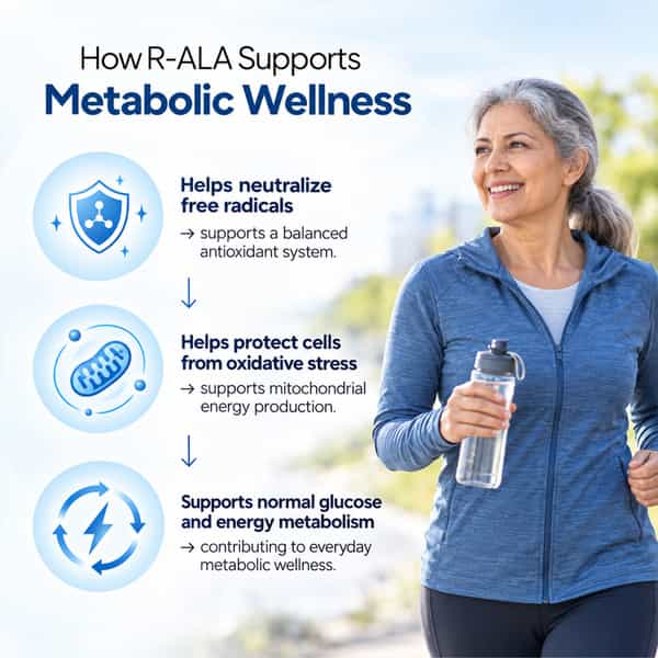 Miduty R-Ala 600Mg | 99% Bioactive R-Alpha Lipoic Acid | 30 Veg Capsules