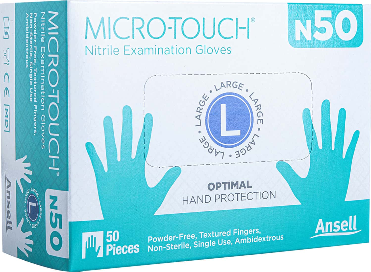 Ansell Micro Touch Nitrile N50 Multipurpose Examination Glove - Large