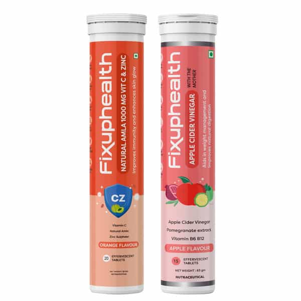 Fixuphealth Natural Amla Vitamin C Zinc 20 Tab & Applecider Vinegar With Vitamin B6 B12 15 Tab Combo