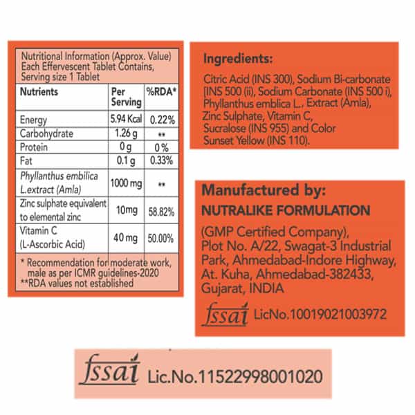 Fixuphealth Natural Amla Vitamin C Zinc 20 Tab & Applecider Vinegar With Vitamin B6 B12 15 Tab Combo