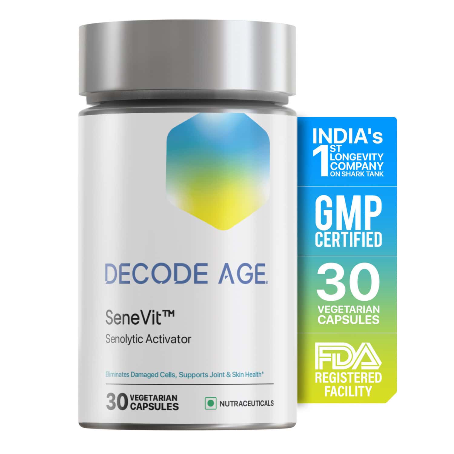 Decode Age Senevit Supplement | Senolytic Supplement Blend | Supports Immunity | 30 Capsules | Veg