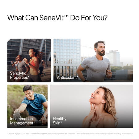 Decode Age Senevit Supplement | Senolytic Supplement Blend | Supports Immunity | 30 Capsules | Veg