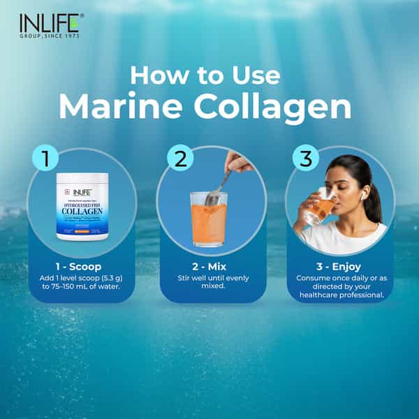 Inlife Japanese Marine Collagen Supplements For Women & Men (Orange | Fish Collagen | 200G)