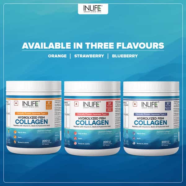 Inlife Japanese Marine Collagen Supplements For Women & Men (Orange | Fish Collagen | 200G)