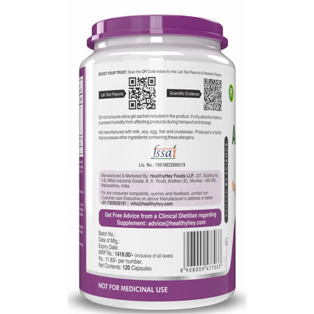 Healthyhey Nutrition Ashwagandha Root Extract 8:1 -120 Ashwagandha Capsules