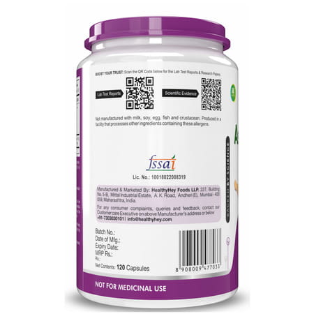 Healthyhey Nutrition Ashwagandha Root Extract 8:1 -120 Ashwagandha Capsules
