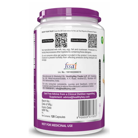 Healthyhey Nutrition Ashwagandha Root Extract 8:1 -120 Ashwagandha Capsules