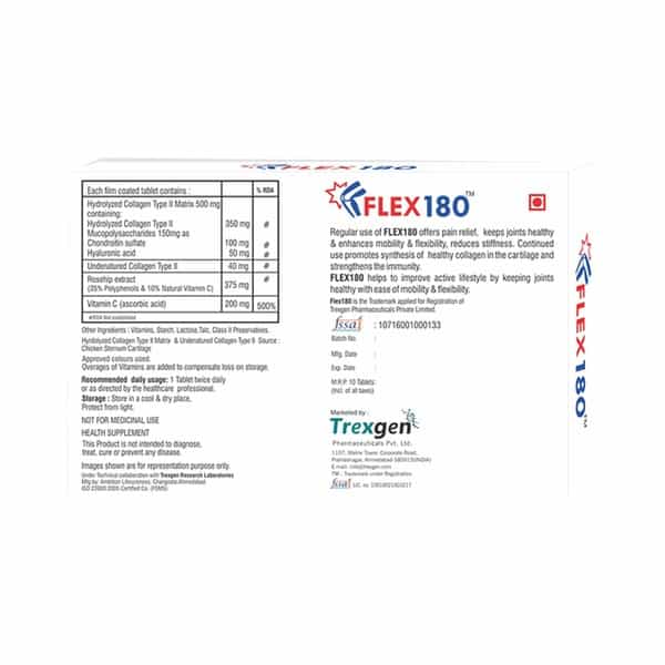 Trexgen Flex180 Type Ii Collagen Rosehip Joint Support Tablets - 30 Tablets