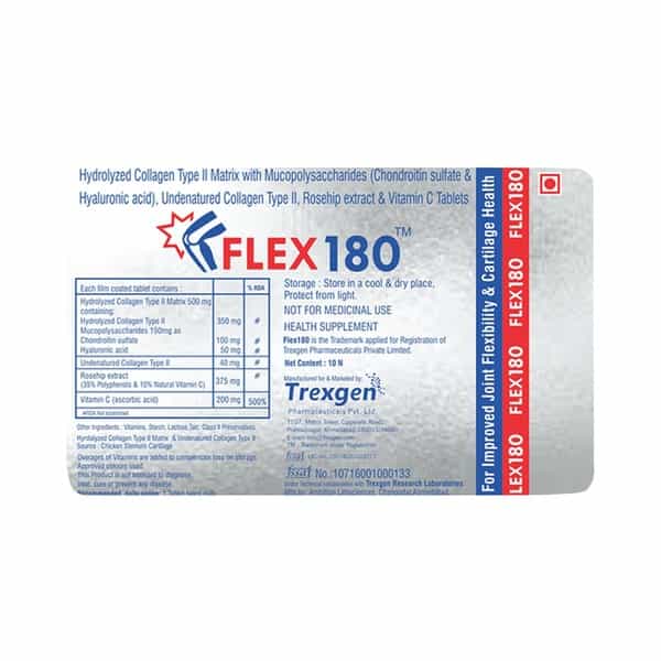 Trexgen Flex180 Type Ii Collagen Rosehip Joint Support Tablets - 30 Tablets