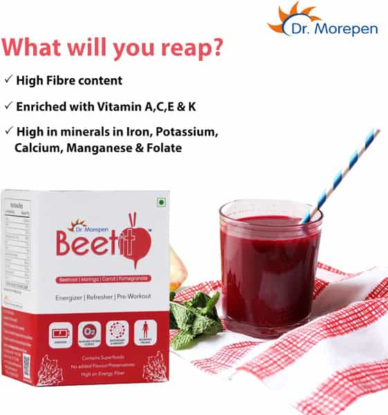 Dr. Morepen Beetit Energy Drink With | Beetroot Moringa Carrot & Pomegranate | 100 Gm