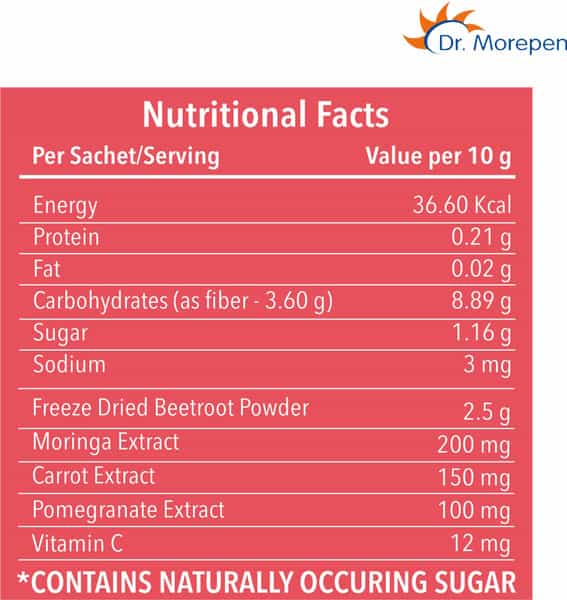 Dr. Morepen Beetit Energy Drink With | Beetroot Moringa Carrot & Pomegranate | 100 Gm