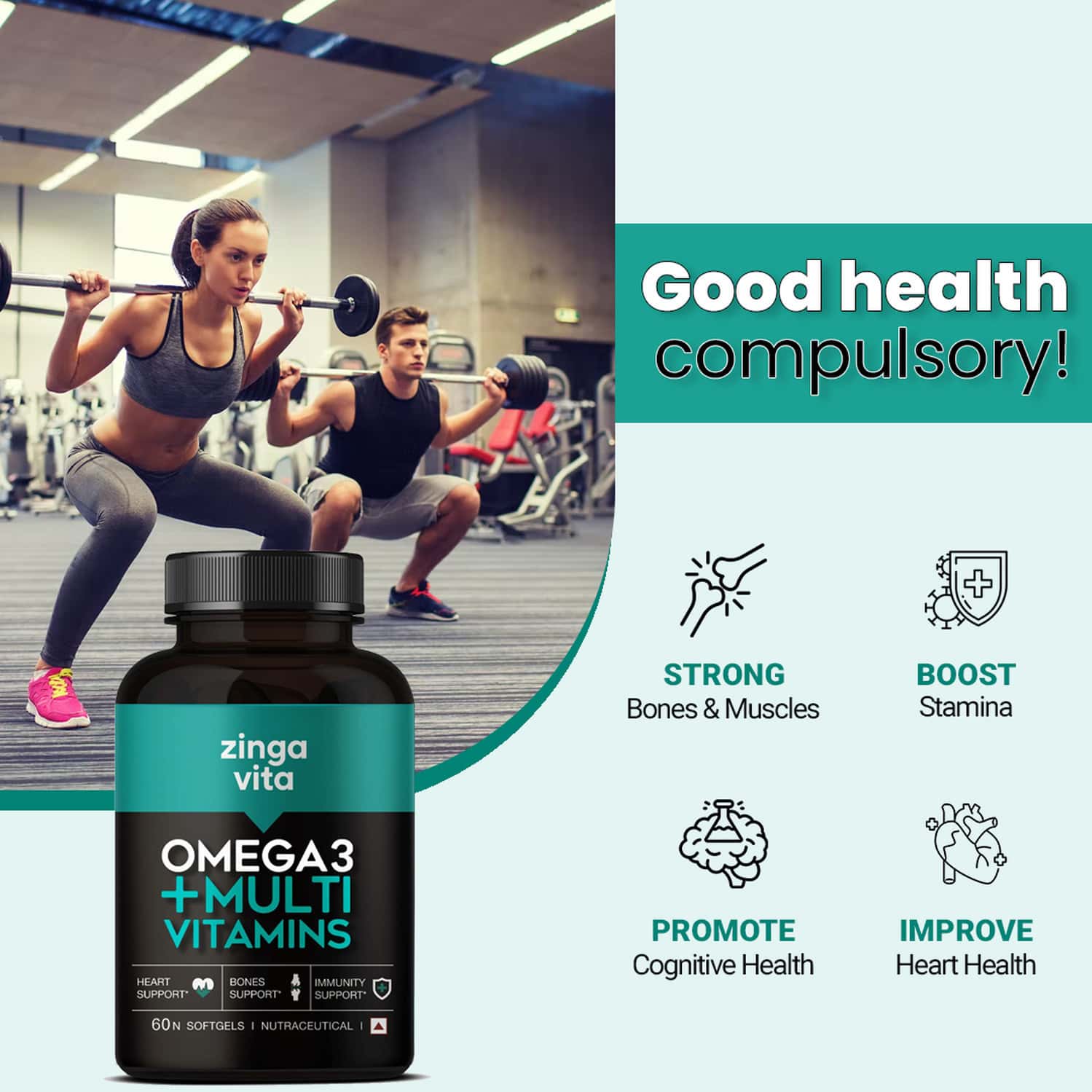 Buy ZINGAVITA OMEGA 3 FISH OIL + MULTIVITAMIN FOR IMMUNITY ENERGY