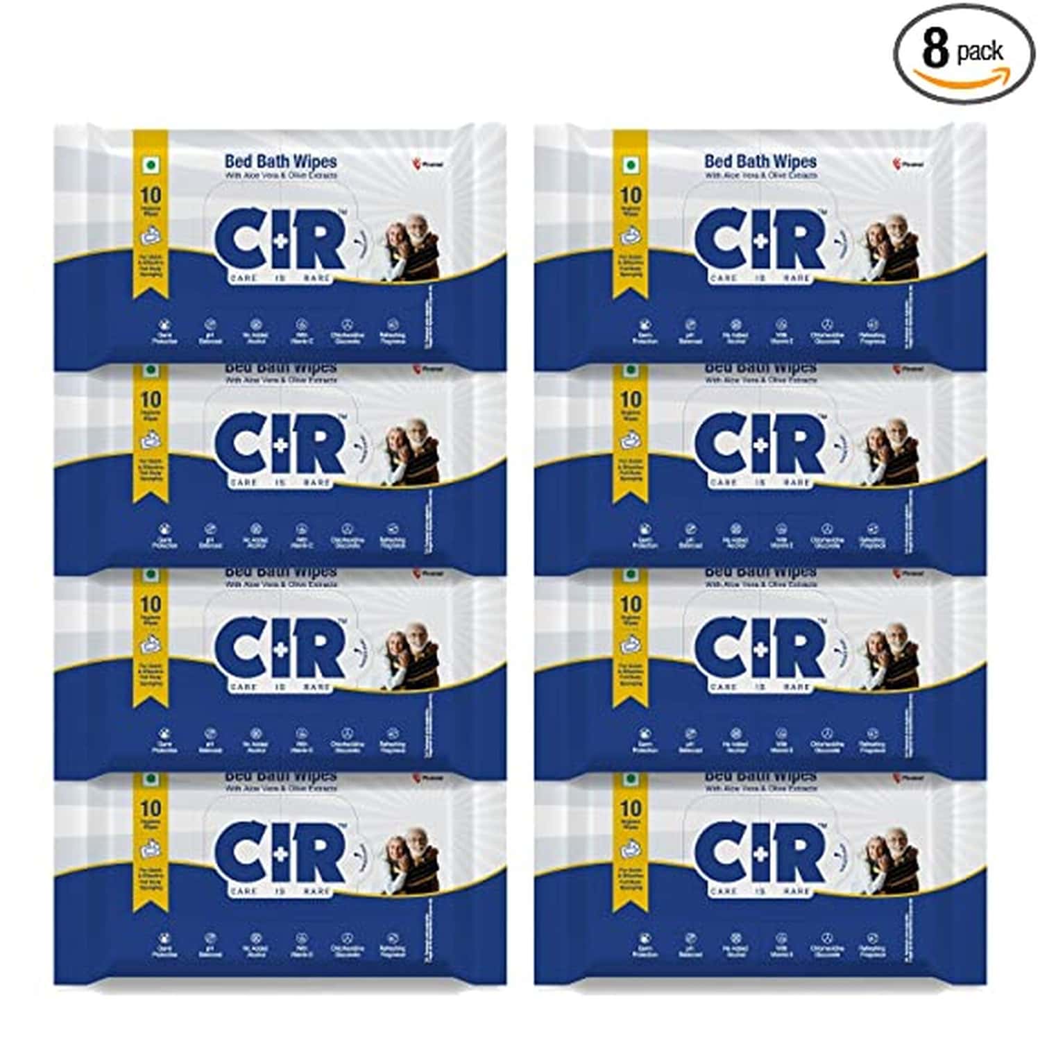 Cir Soft Body Cleansing Wet Bed Bath Wipes For Adults | Extra Large | 10 Wipes/Pack (Pack Of 8)