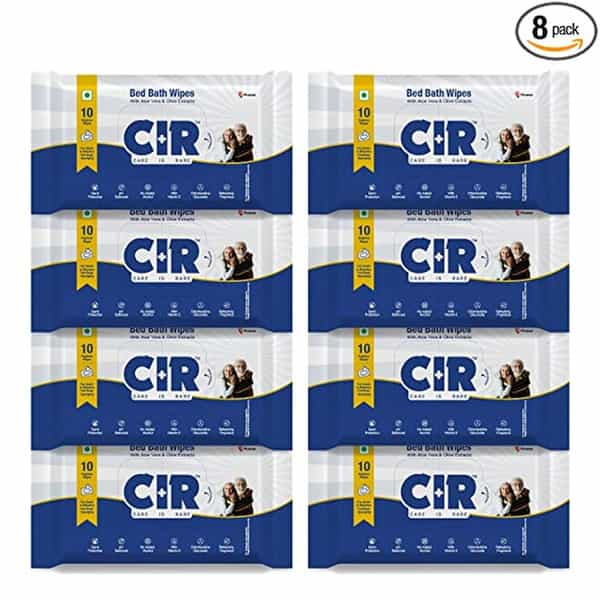 Cir Soft Body Cleansing Wet Bed Bath Wipes For Adults | Extra Large | 10 Wipes/Pack (Pack Of 8)