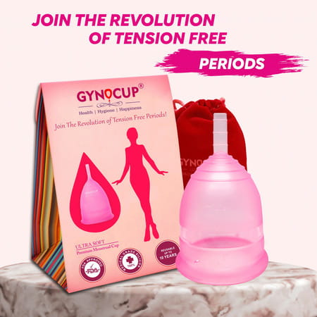 Gynocup Premium Menstrual Cup For Women Fda Approved |Pink|Medium Size
