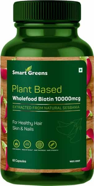 Smart Greens Plant Based Wholefood Biotin 10000 Mcg - 60 Capsules