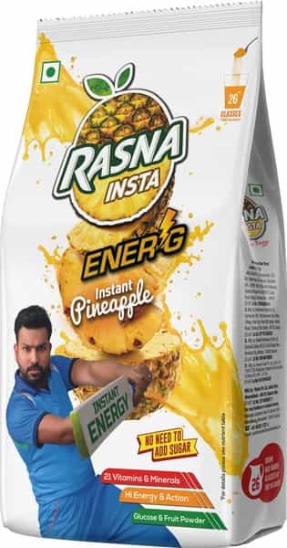 Rasna Insta Drink Concentrate Mix 500 G Pack - Pineapple