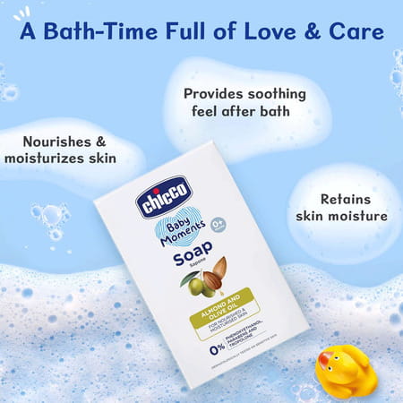 Chicco Baby Moments Bath Soap Soft Moisturising And Nourishing Formula 0m+ ( 75gm 3 +1)