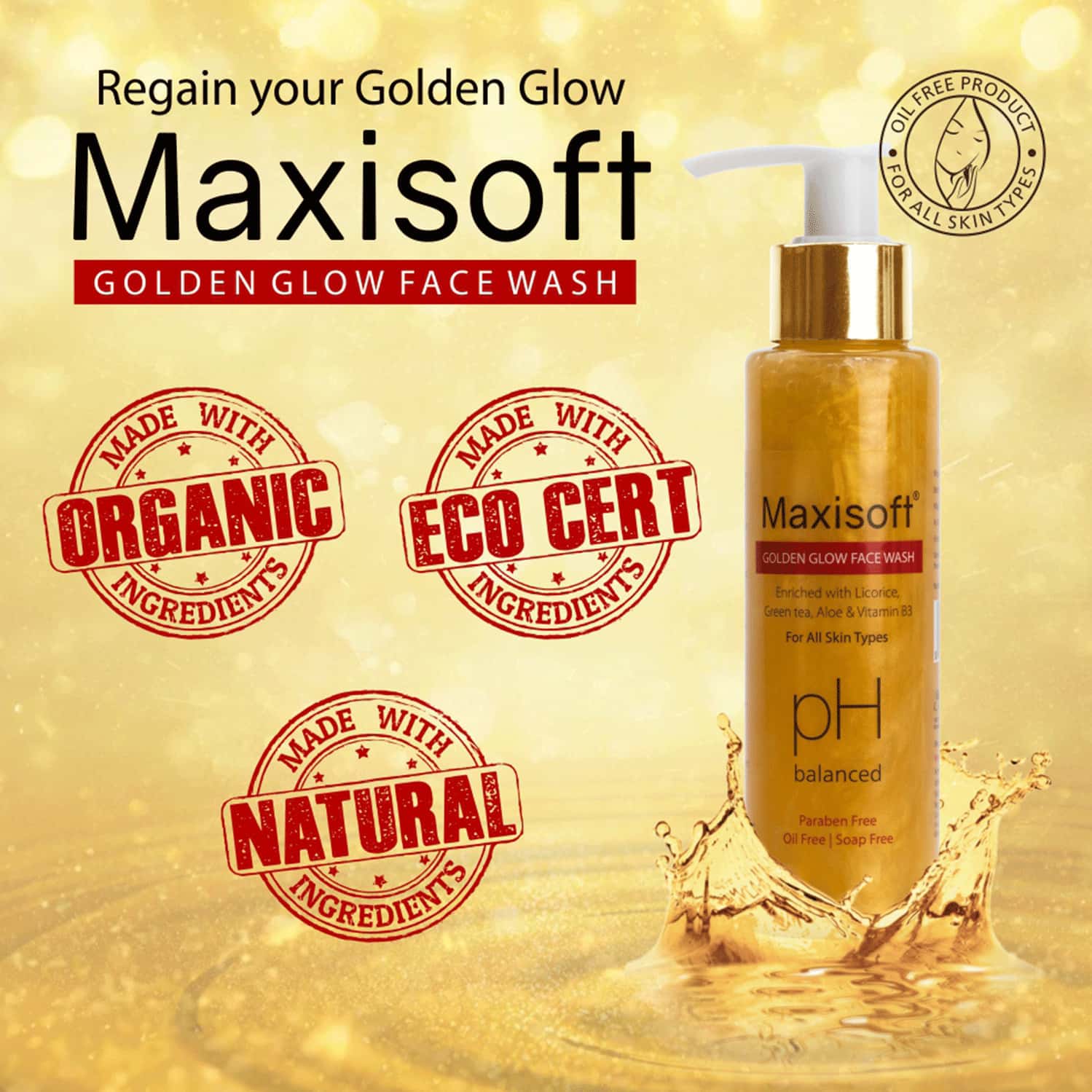Buy MAXISOFT GOLDEN GLOW FACE WASH (100 ML PACK OF 4) Online & Get