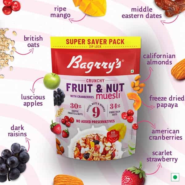 Bagrrys Fruit And Nut Muesli With Cranberries - 750G