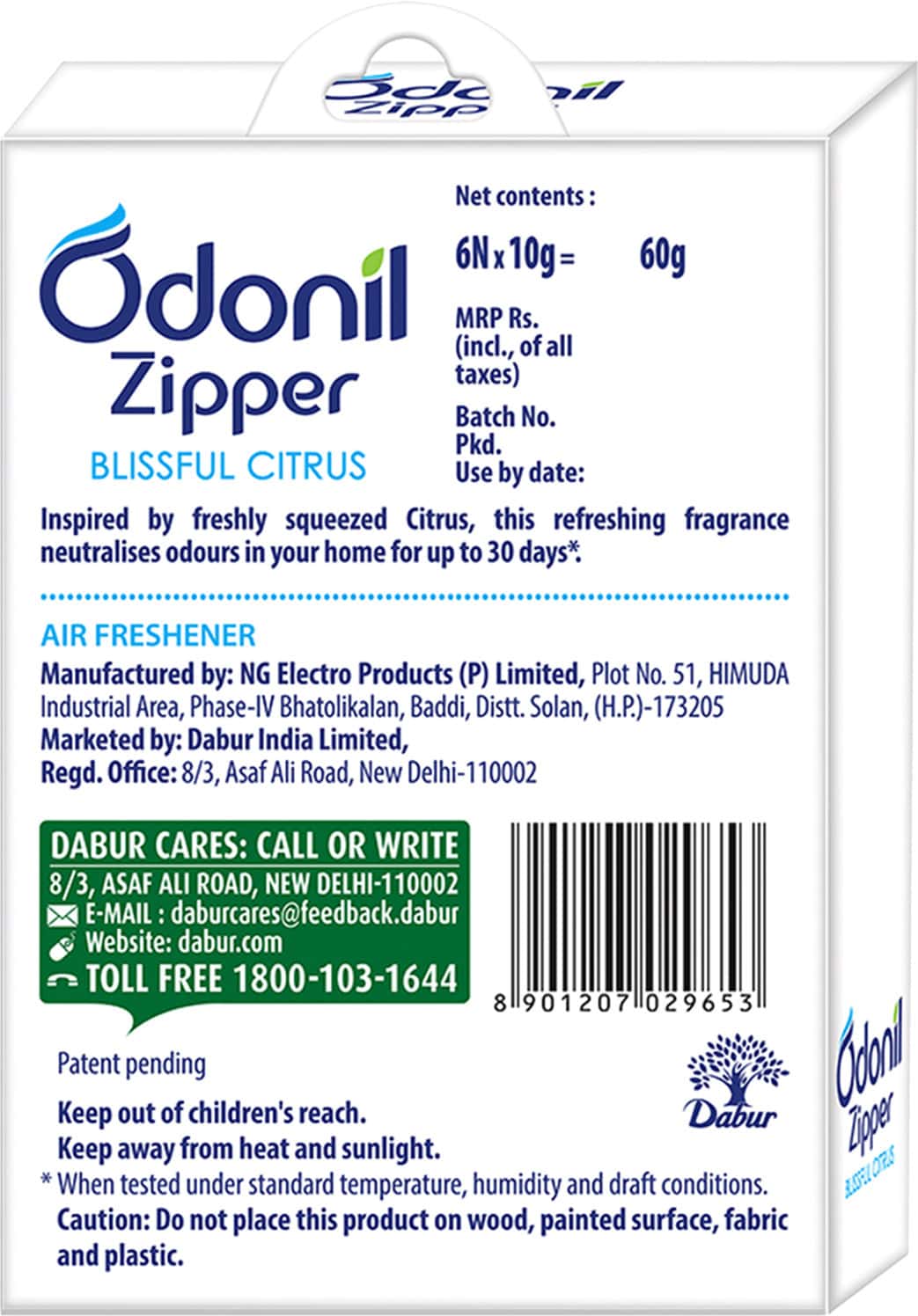 Buy ODONIL ZIPPER CITRUS FRESH 10GM (PACK OF 6) Online & Get Upto 60