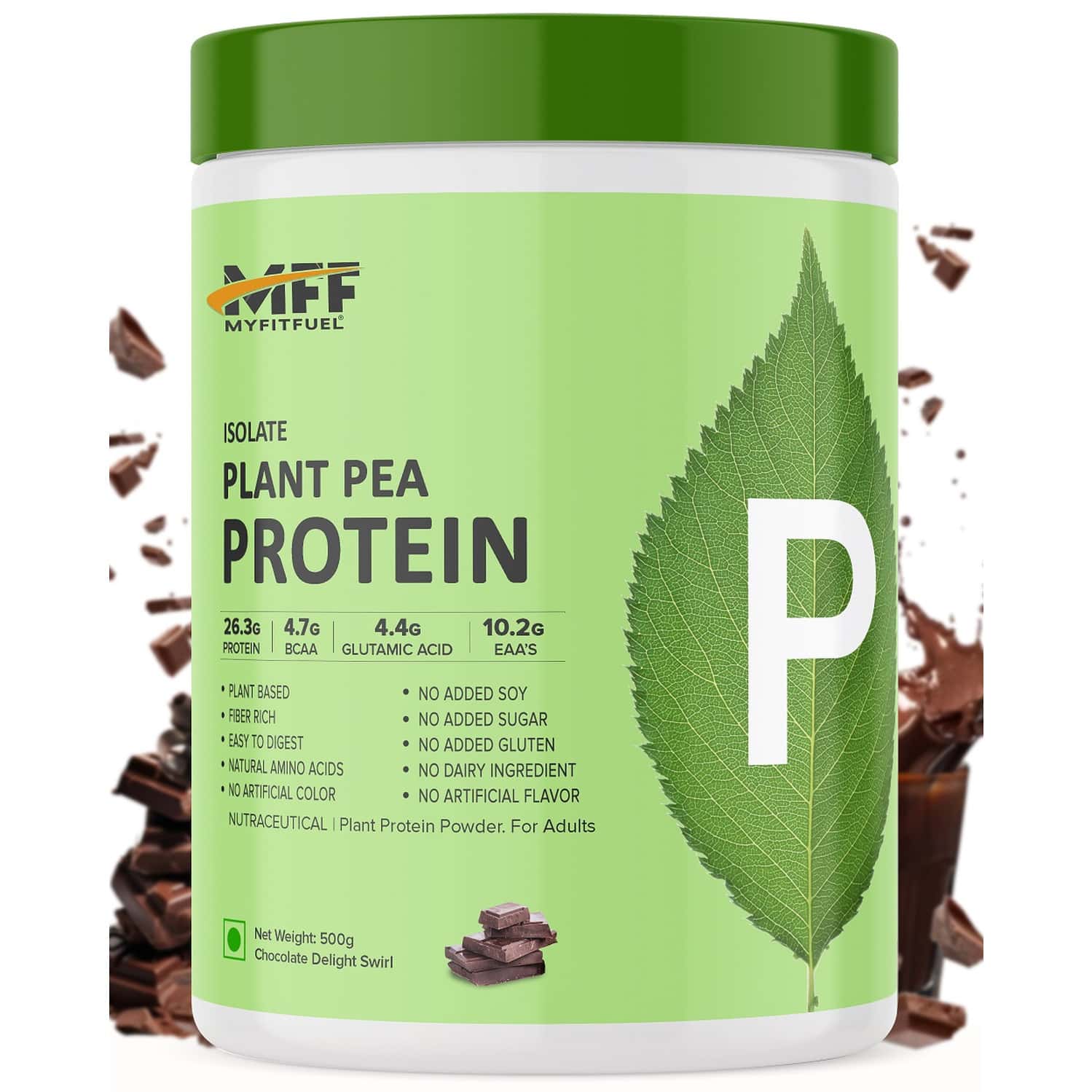 Myfitfuel Mff Plant Pea Protein 500gm (1.1 Lbs) Chocolate Delight Swirl|easy To Digest Plant Protein