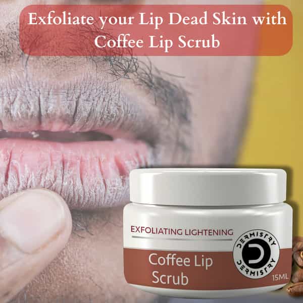 Dermistry Coffee Lip Scrub & Strawberry + Cocoa Butter For Dark Dry Chapped Spf10 Glossy Lip Balm